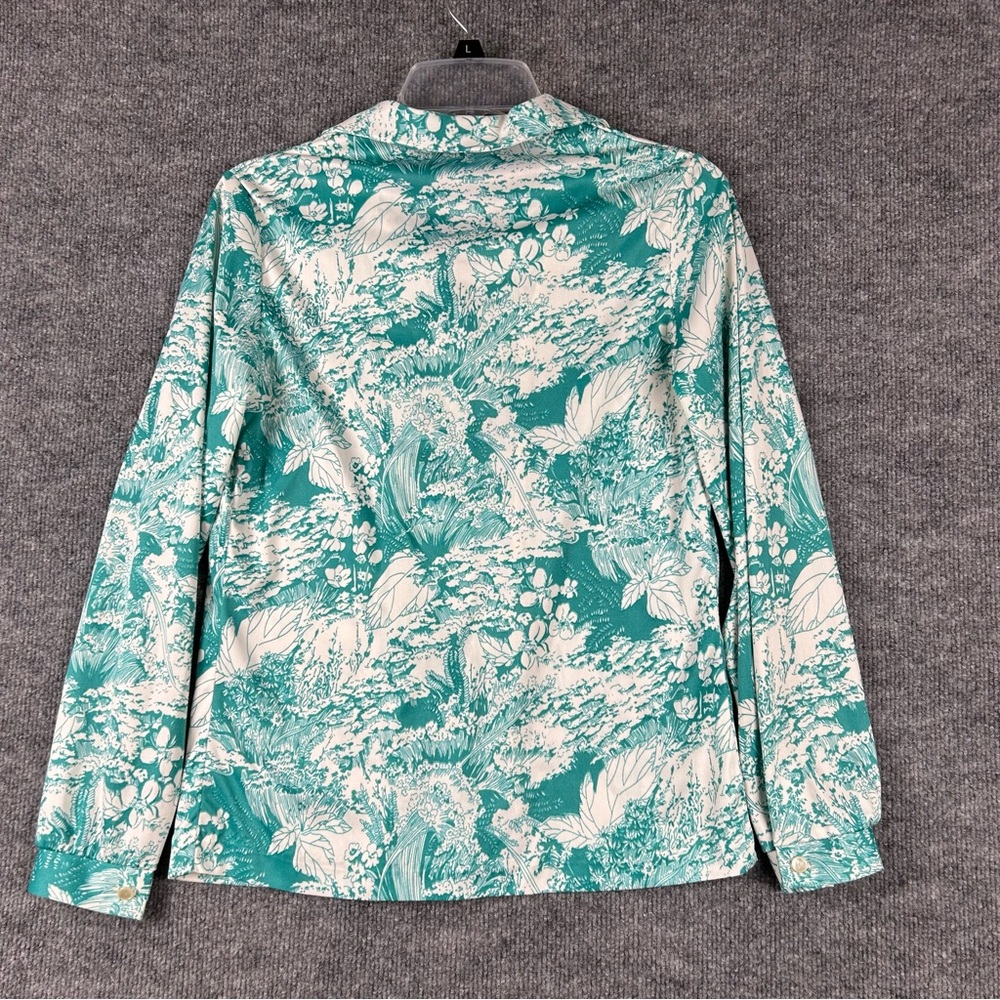 Vintage 70s Graff Californiawear Green Floral Cottagecore Blouse Size M - Picture 3 of 11